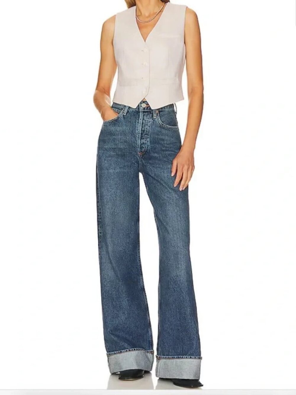 Agolde Dame High Rise Wide Leg Cuffed Jeans Size 25